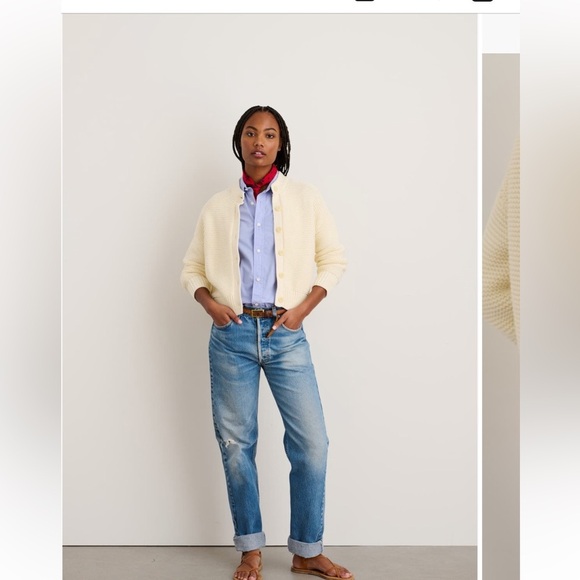 Alex Mill Women’s Button-Front Cardigan Sweater Cream Knit Size Small - Picture 3 of 15